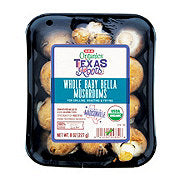 H-E-B Organics Whole Baby Bella Mushrooms, 8 oz - Care Pack